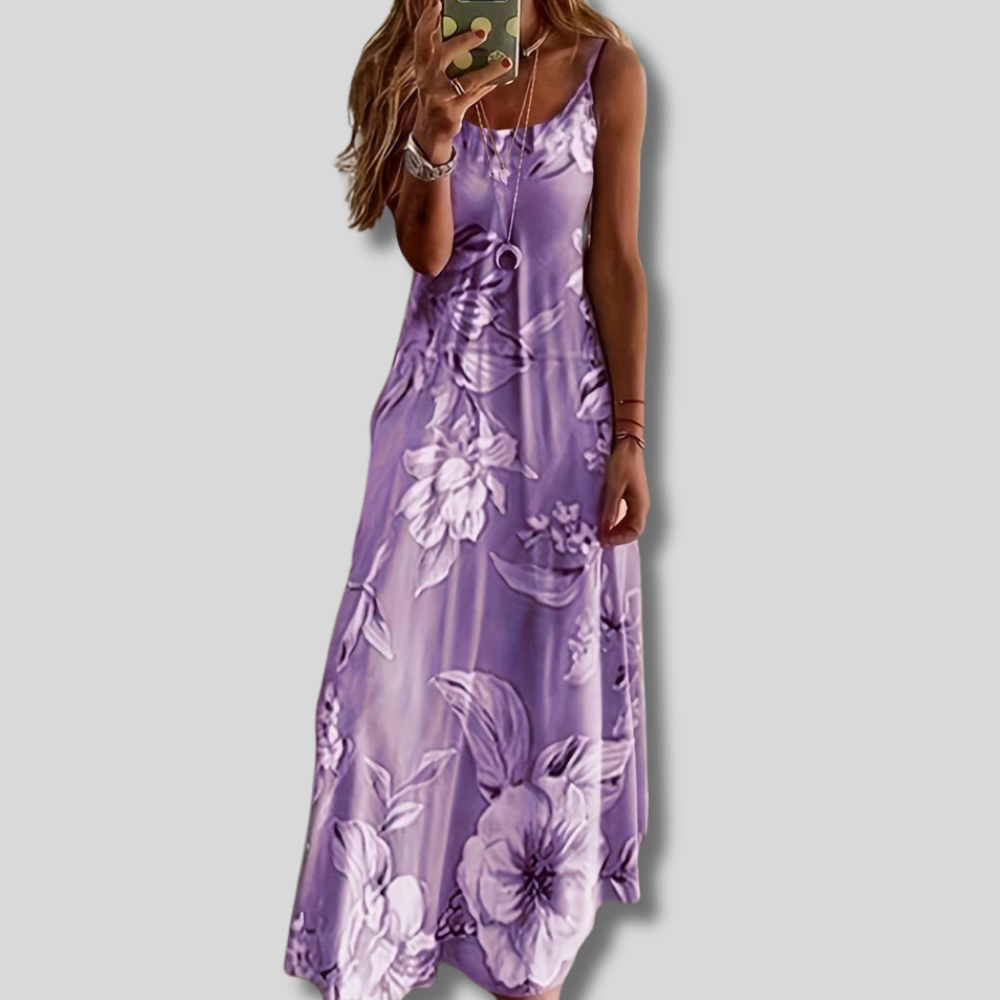 Addison - Elegant Floral-Printed Slim Spaghetti Dress