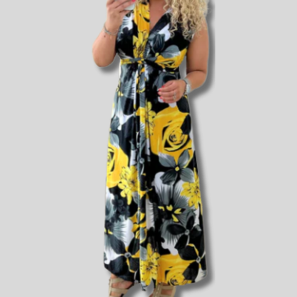 Floral Elegance - Women’s Sleeveless Maxi Dress - Perfect Summer Outfit