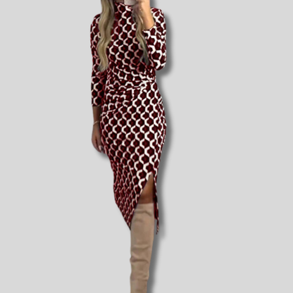 Bethany - Chic Printed Long Sleeve Dress with Elegant Design