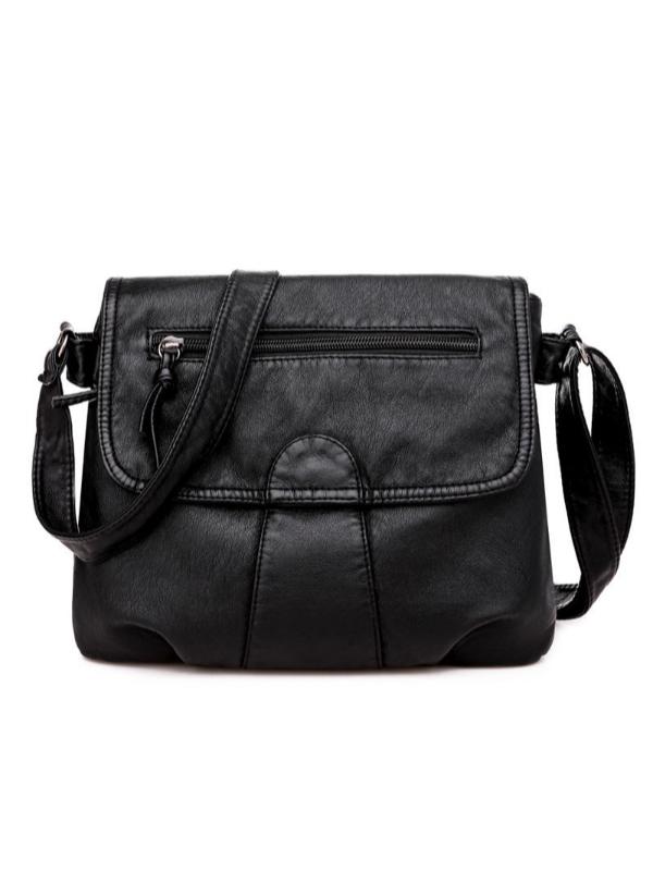 Chic Vintage Washed Leather Pleated Bag with Adjustable Shoulder Strap