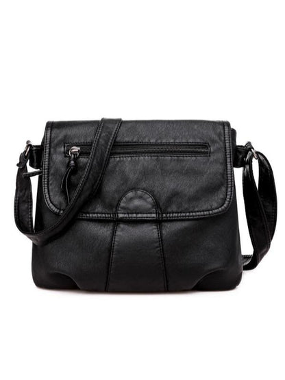 Chic Vintage Washed Leather Pleated Bag with Adjustable Shoulder Strap