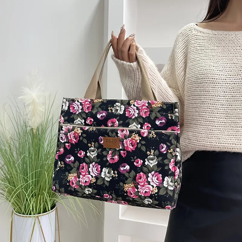 Chic Floral Print Tote Handbag for Effortless Elegance