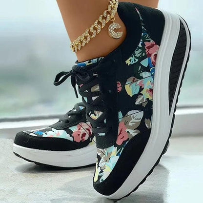 Lisa - Trendy Floral Print Athletic Sneakers for Women