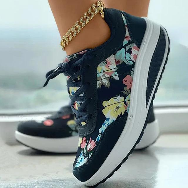 Lisa - Trendy Floral Print Athletic Sneakers for Women