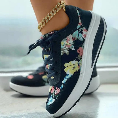 Lisa - Trendy Floral Print Athletic Sneakers for Women