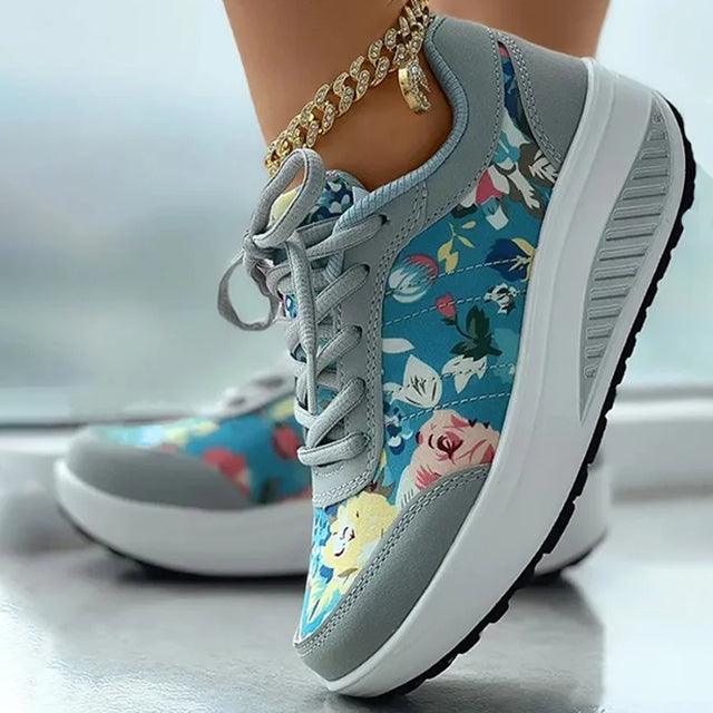 Lisa - Trendy Floral Print Athletic Sneakers for Women