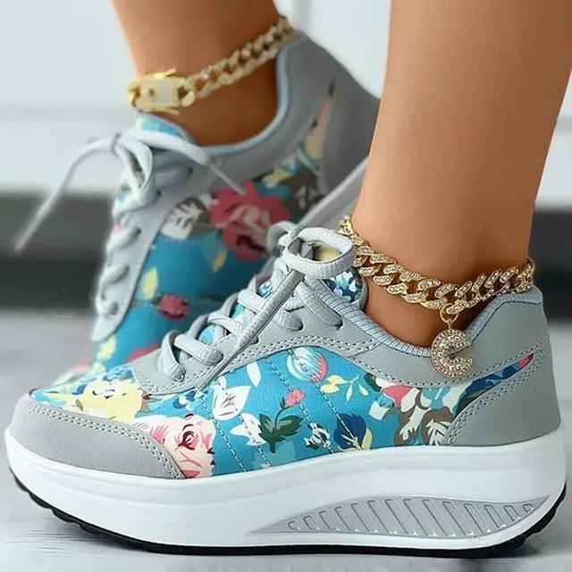 Lisa - Trendy Floral Print Athletic Sneakers for Women