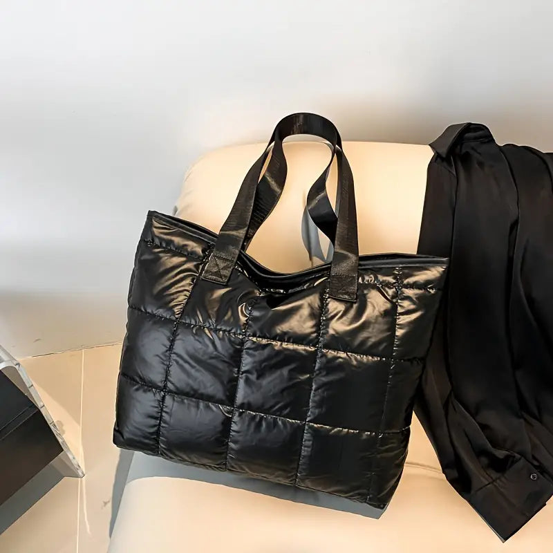 Chic and Cozy Black Puffy Shoulder Bag