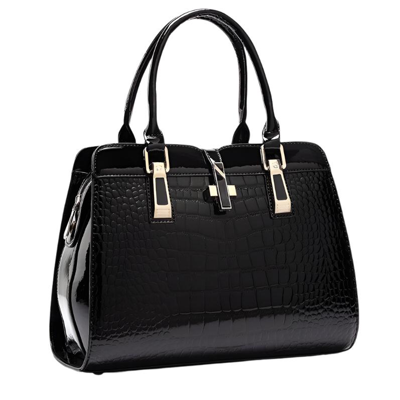 Léonie - Chic Blue Handbag Featuring a Gorgeous Shiny Crocodile Design