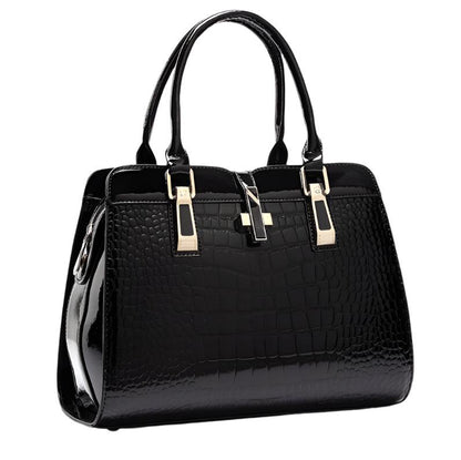 Léonie - Chic Blue Handbag Featuring a Gorgeous Shiny Crocodile Design