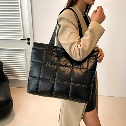 Chic and Cozy Black Puffy Shoulder Bag