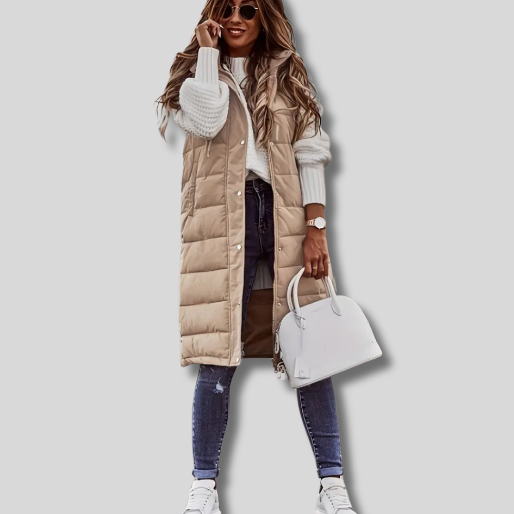 Chic Kiralee Women's Sleeveless Hooded Coat