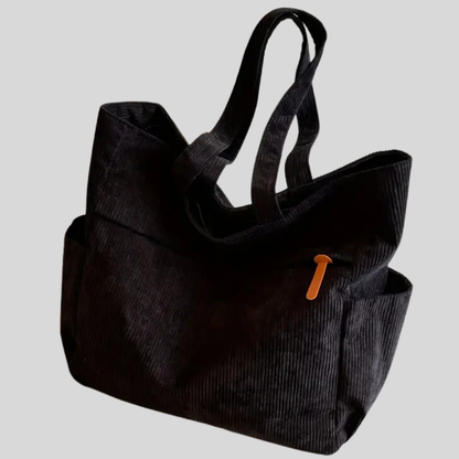 Stylish Corduroy Tote Bag with Comfortable Fixed Shoulder Straps