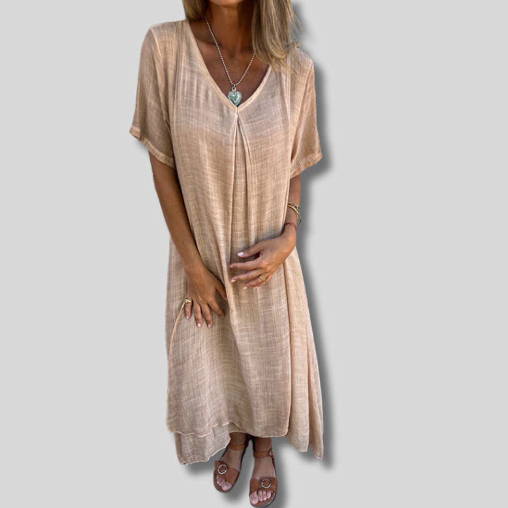 Kayla - Flowy Long Cotton Dress for Effortless Style