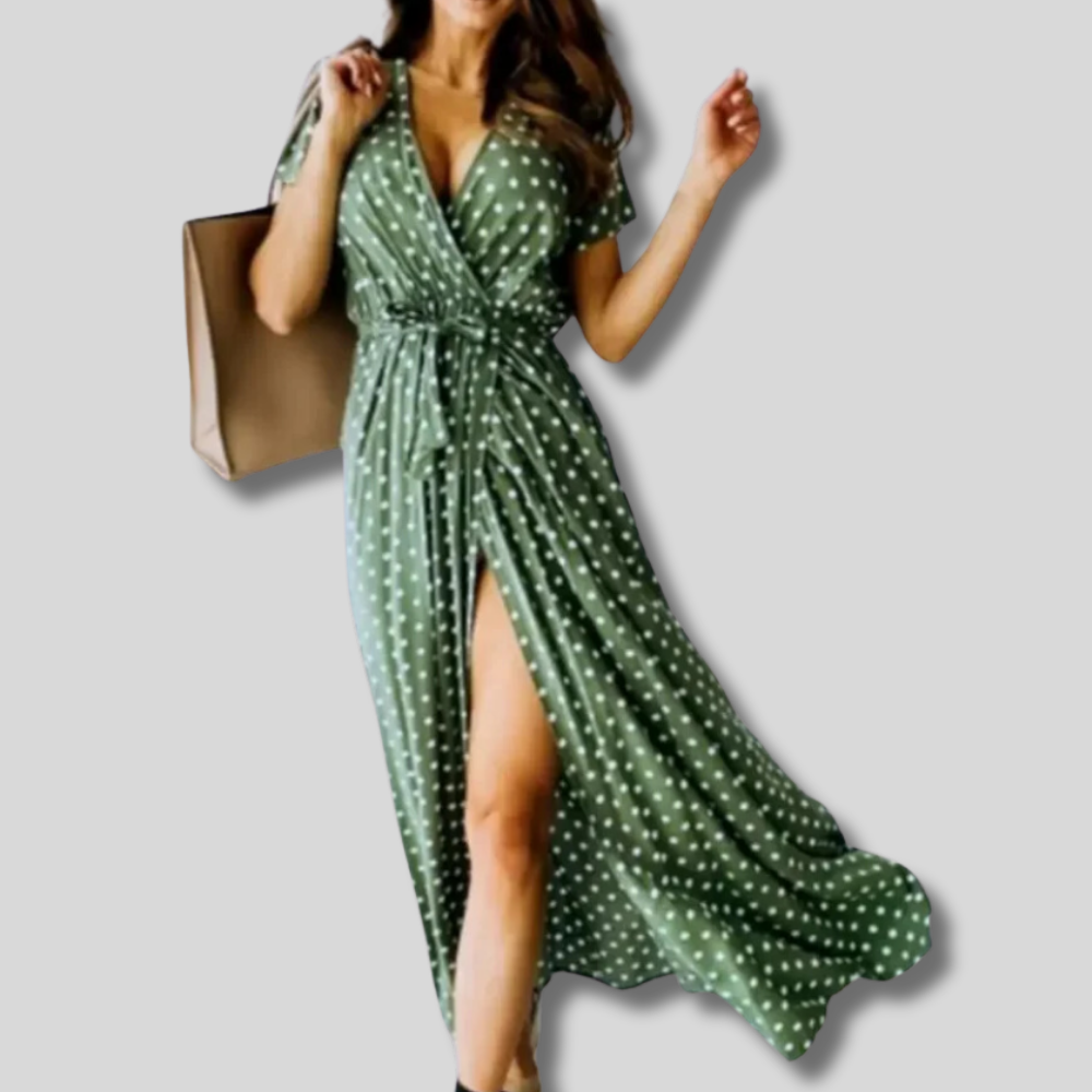 Celeste - Elegant Women's V-Neck Maxi Dress for Timeless Style
