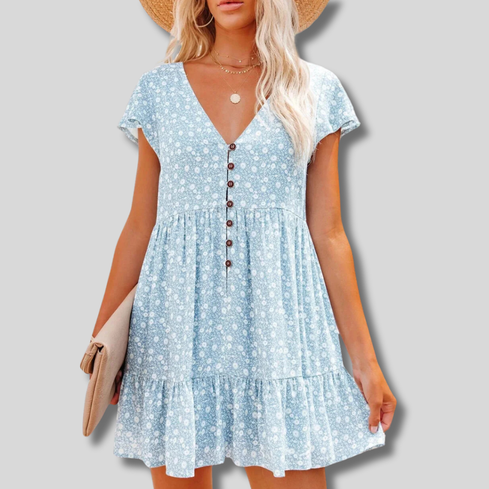 Angela - Effortlessly Stylish V-Neck Casual Dress