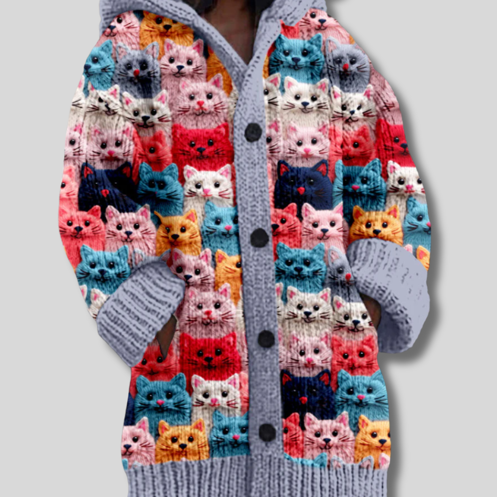 Idnira - Snuggly Autumn Cats Hoodie Cardigan for Maximum Comfort