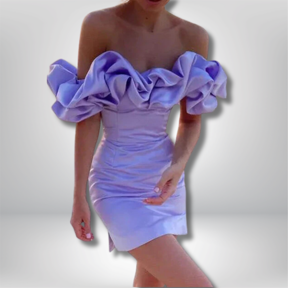 Inaya - Elegant Satin Off-the-Shoulder Mini Dress