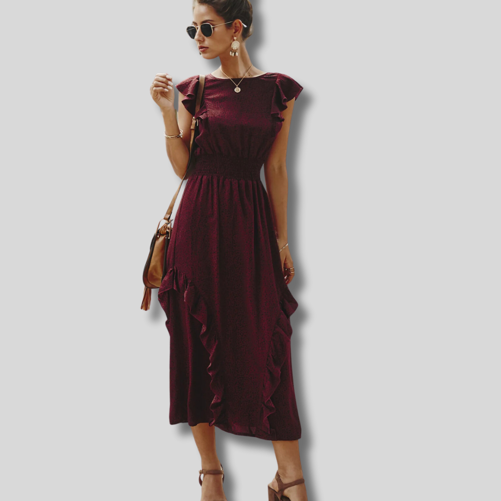 Charming Carol - Adorable Mini Dot Ruffle Dress