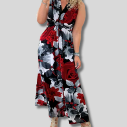 Floral Elegance - Women’s Sleeveless Maxi Dress - Perfect Summer Outfit