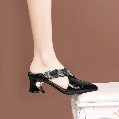 Anella - Elegant Lace Mules with Chic Braided Strap Design