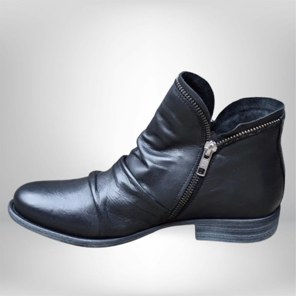 Stylish Ariana Leather Boots with Chic Zipper Detail
