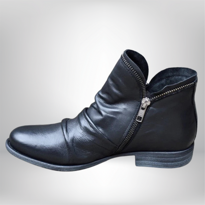 Stylish Ariana Leather Boots with Chic Zipper Detail