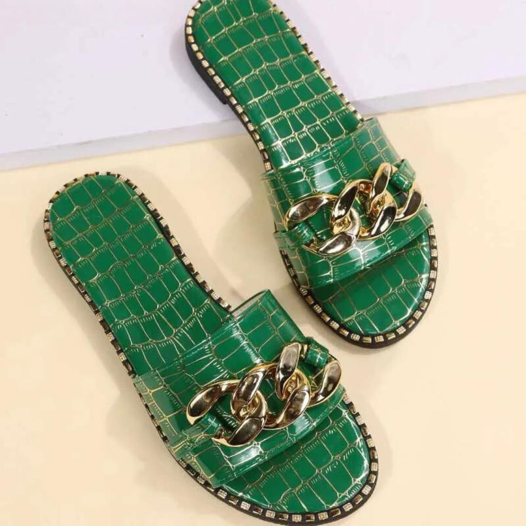 Edith - Stylish Crocodile-Printed Mules