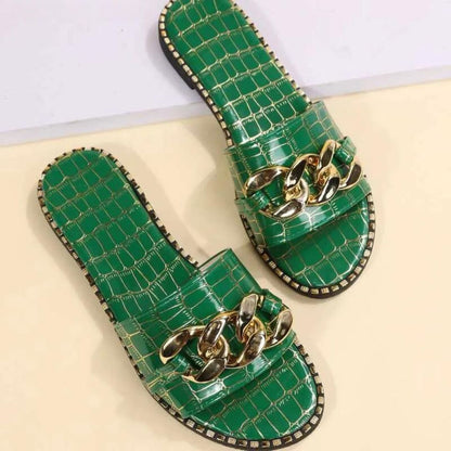 Edith - Stylish Crocodile-Printed Mules