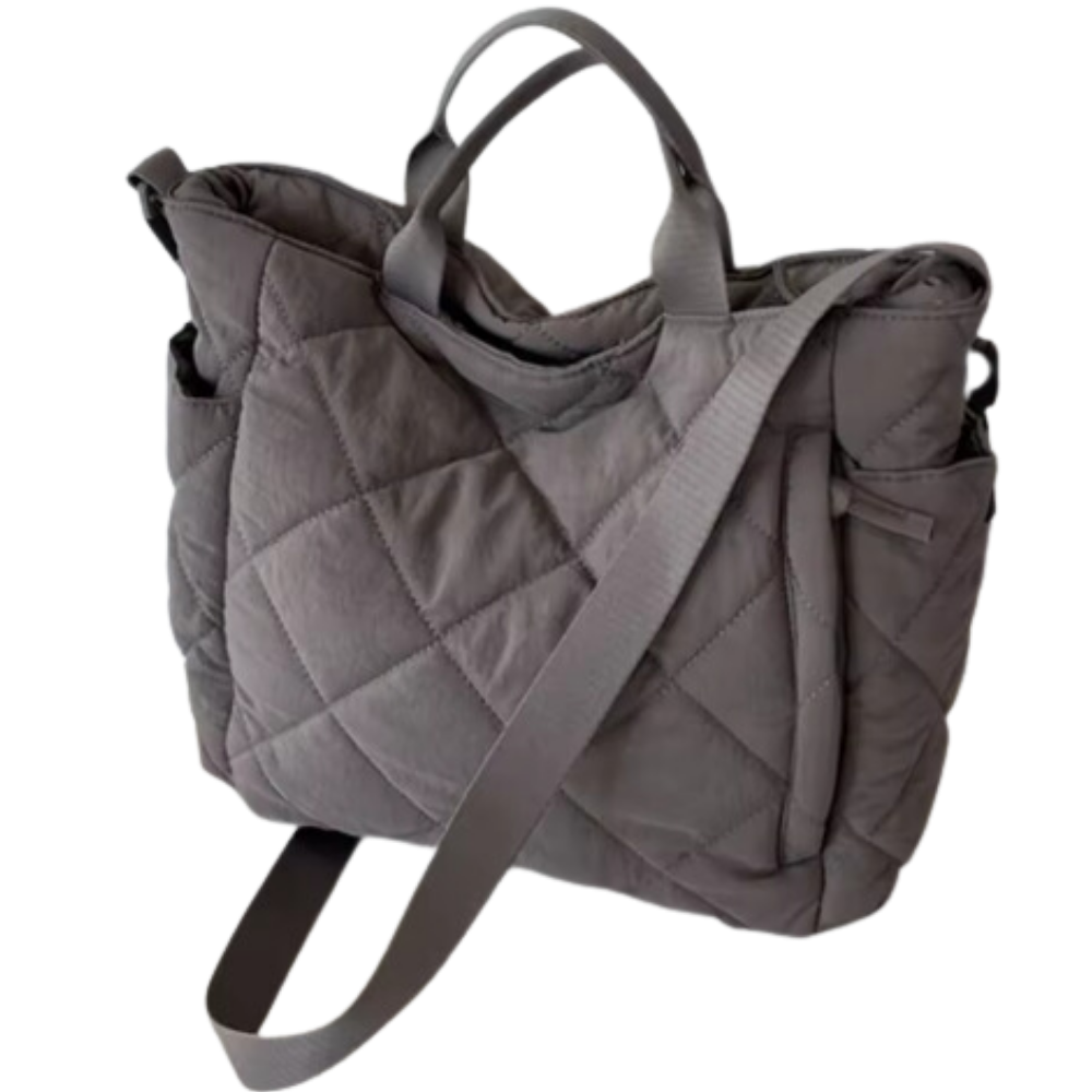 Stylish Quilted Puffer Handbag Tote with Zipper Closure