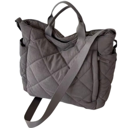 Stylish Quilted Puffer Handbag Tote with Zipper Closure