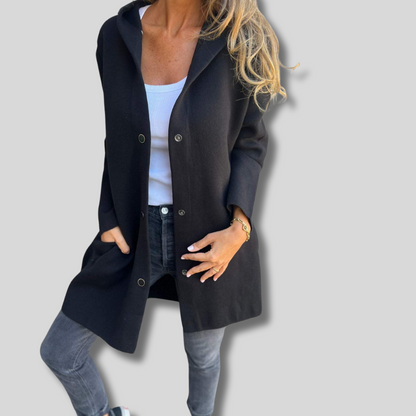 Charming Lizzy Cardigan Featuring Stylish Buttons and Cozy Hood