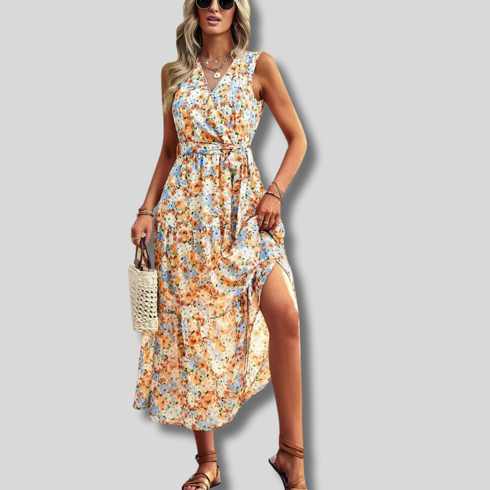 Enchanting Carly - Elegant Floral Maxi Dress