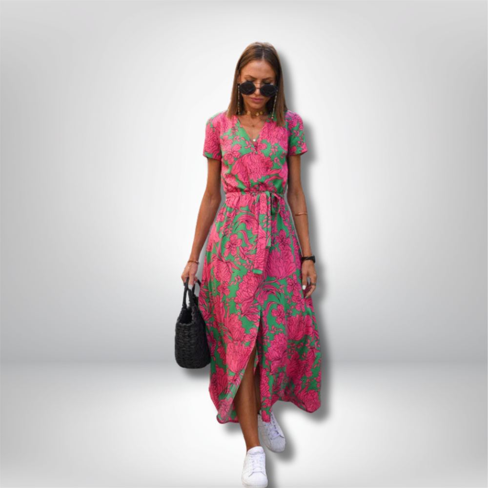 Bella - Stunning V-Neck Long Dress for Effortless Elegance