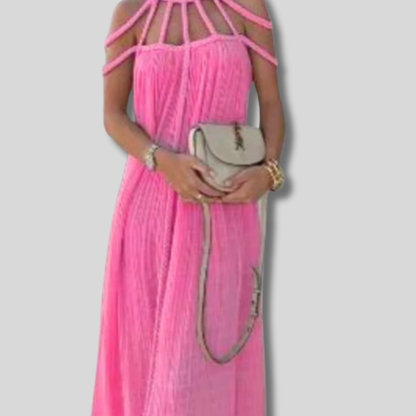 Isabella - Chic Women's Maxi Dress - Elegantly Draped Linen - Fashion Forward Style