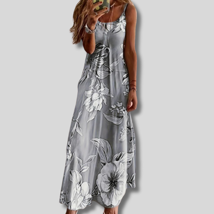 Addison - Elegant Floral-Printed Slim Spaghetti Dress