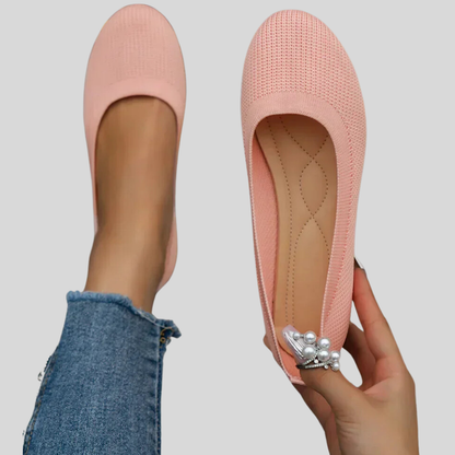 Frances - Chic Embellished Ballerinas with a Cozy Knitted Touch