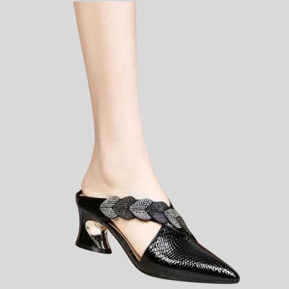 Anella - Elegant Lace Mules with Chic Braided Strap Design