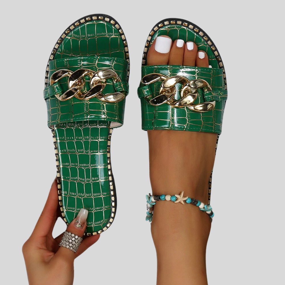 Edith - Stylish Crocodile-Printed Mules