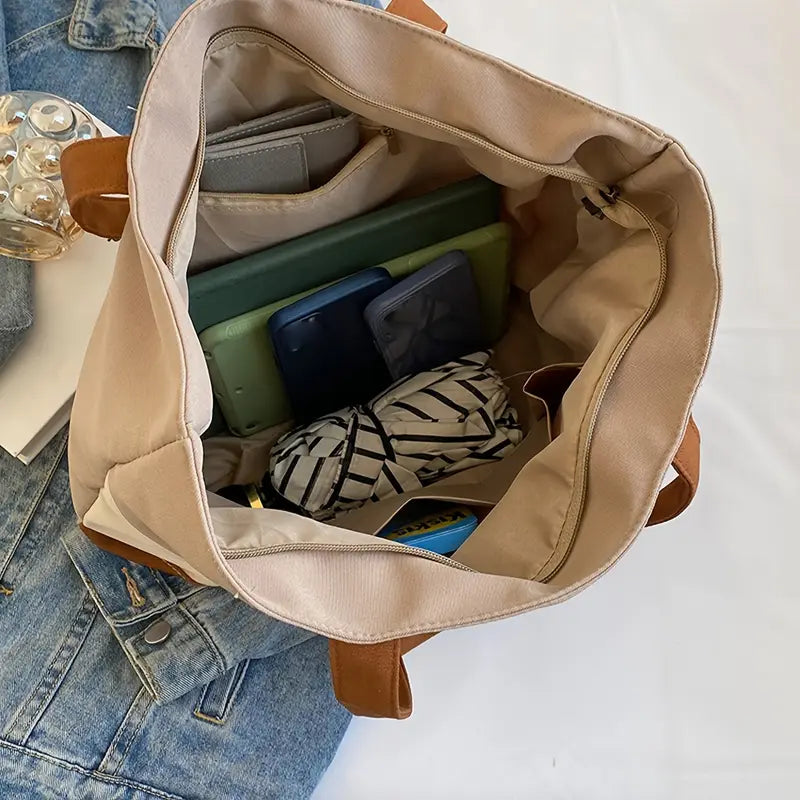 Chic Vintage Colourblock Tote Bag - A Stylish Statement Piece!