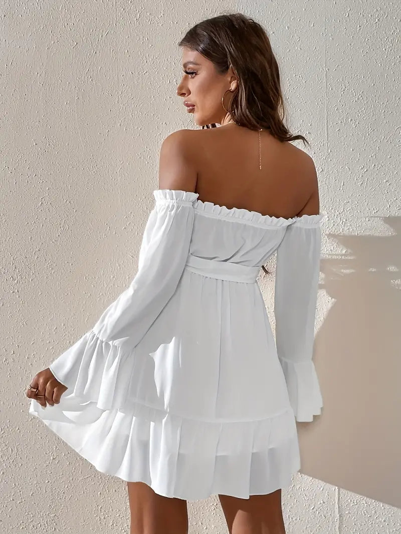 Stylish Shoulder-Baring Dress with Slarand Detail by Jordan