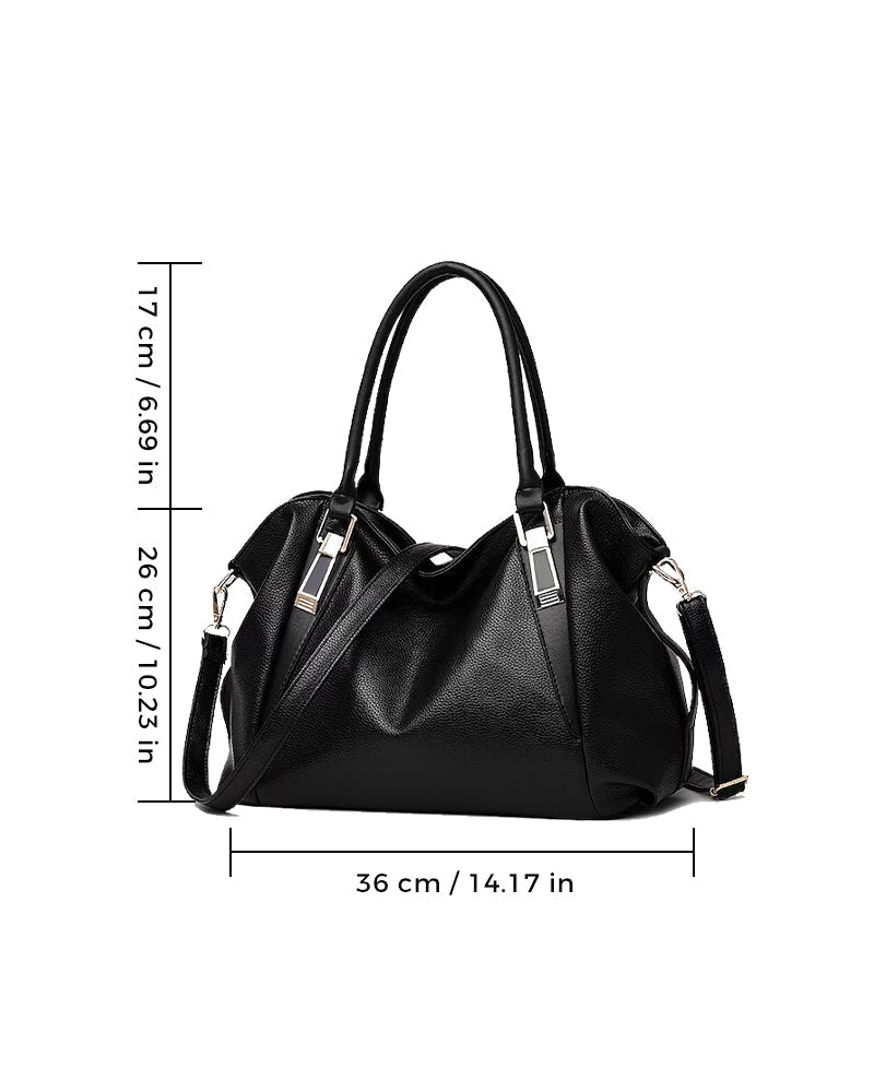 Chic Leather Tote with Dual Handles and Versatile Shoulder Strap