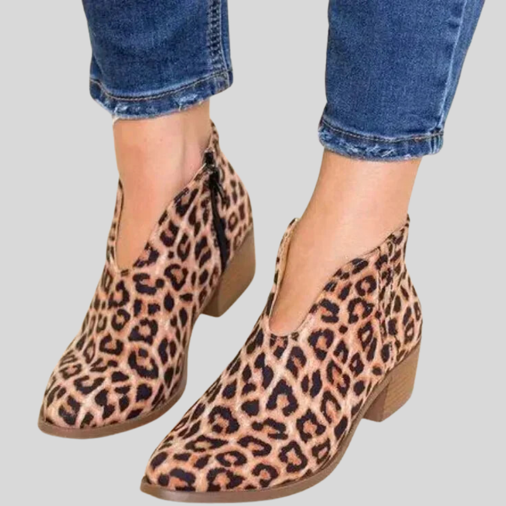 Jolie - Chic V-Cut Zip-Up Booties for Effortless Style