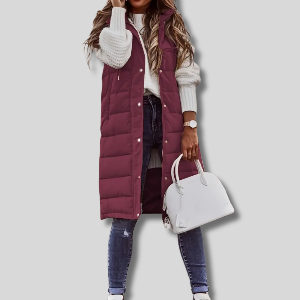 Chic Kiralee Women's Sleeveless Hooded Coat