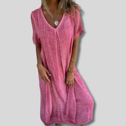 Kayla - Flowy Long Cotton Dress for Effortless Style