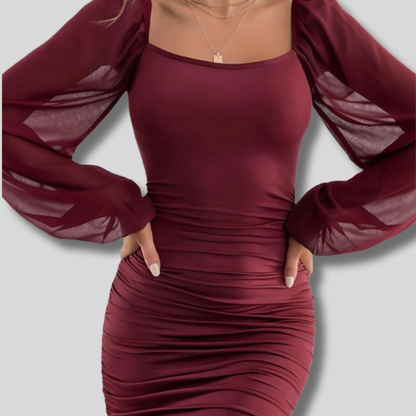 Wilhelmina - Chic Women's Mini Dress Featuring Flowy Wide Sleeves