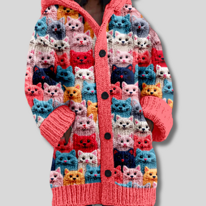 Idnira - Snuggly Autumn Cats Hoodie Cardigan for Maximum Comfort