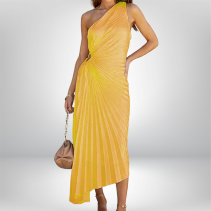 Amina - Chic Irregular Pleat Dress