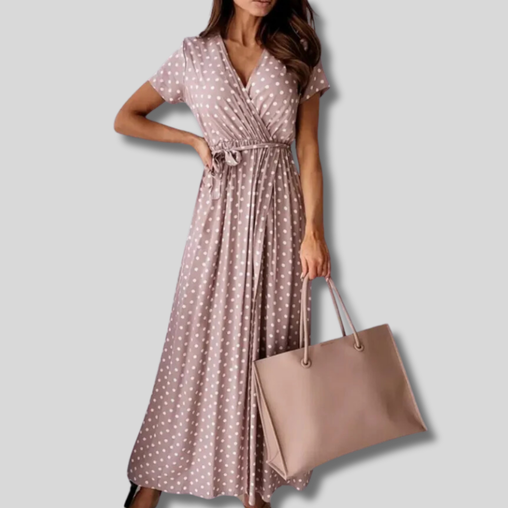 Celeste - Elegant Women's V-Neck Maxi Dress for Timeless Style