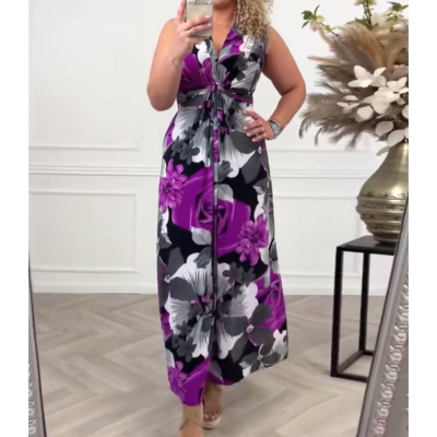 Floral Elegance - Women’s Sleeveless Maxi Dress - Perfect Summer Outfit